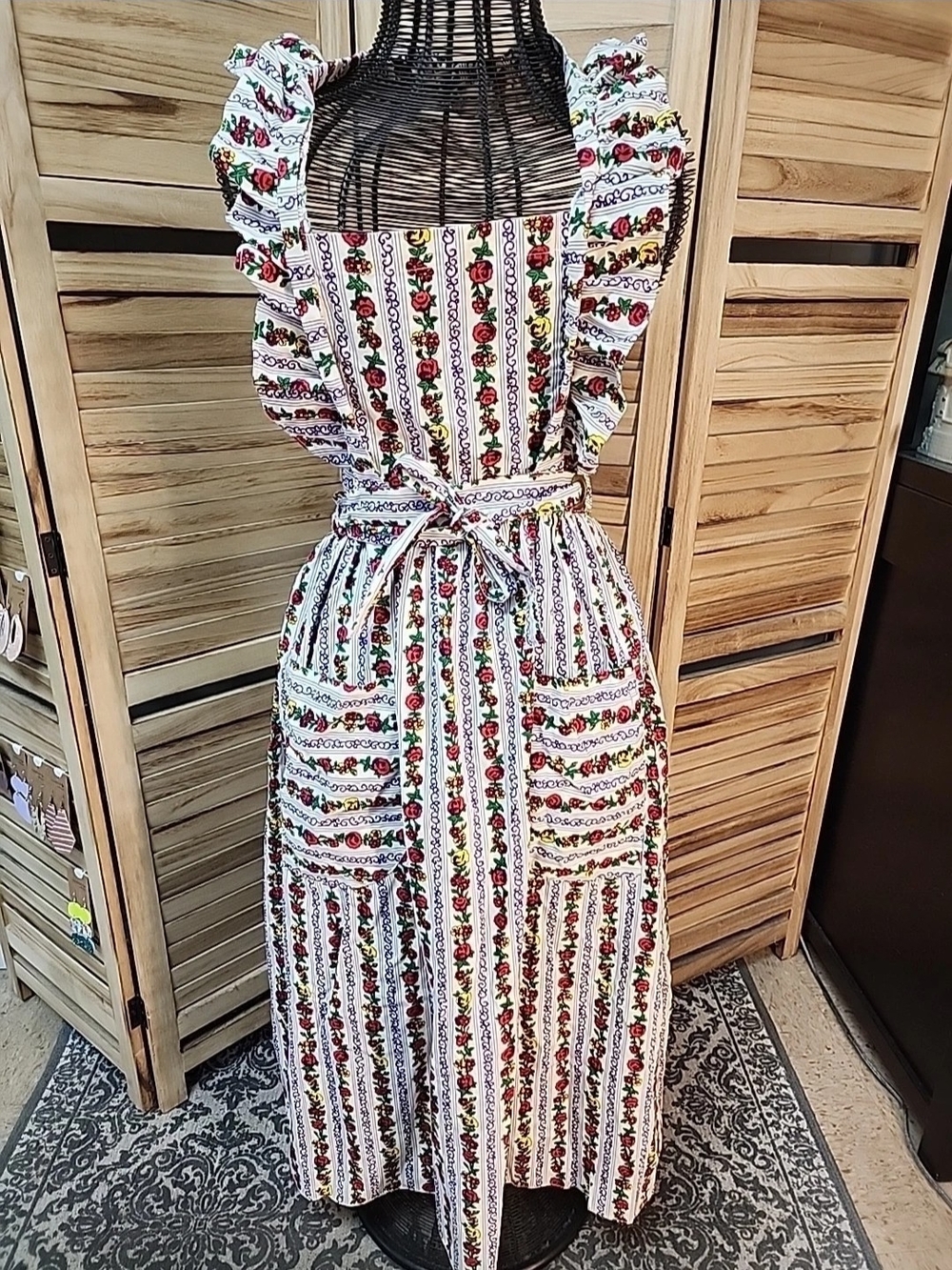 Vintage Design House Apron Dress Japan Patchwork Boho Floral Cottage Grannycore